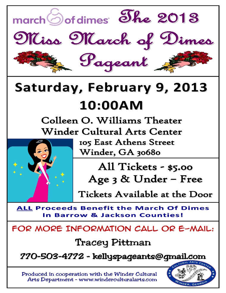 ALL proceeds go towards March of Dimes programs in Barrow and Jackson Counties